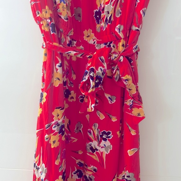 Anthropologie 47 of 52 Conversations Floral Dress  Size 6 Red Ruffle - Picture 5 of 9